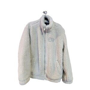 Zara Beige Sherpa Fleece Jacket With Embroidered Design & Text Refreshing The Sc